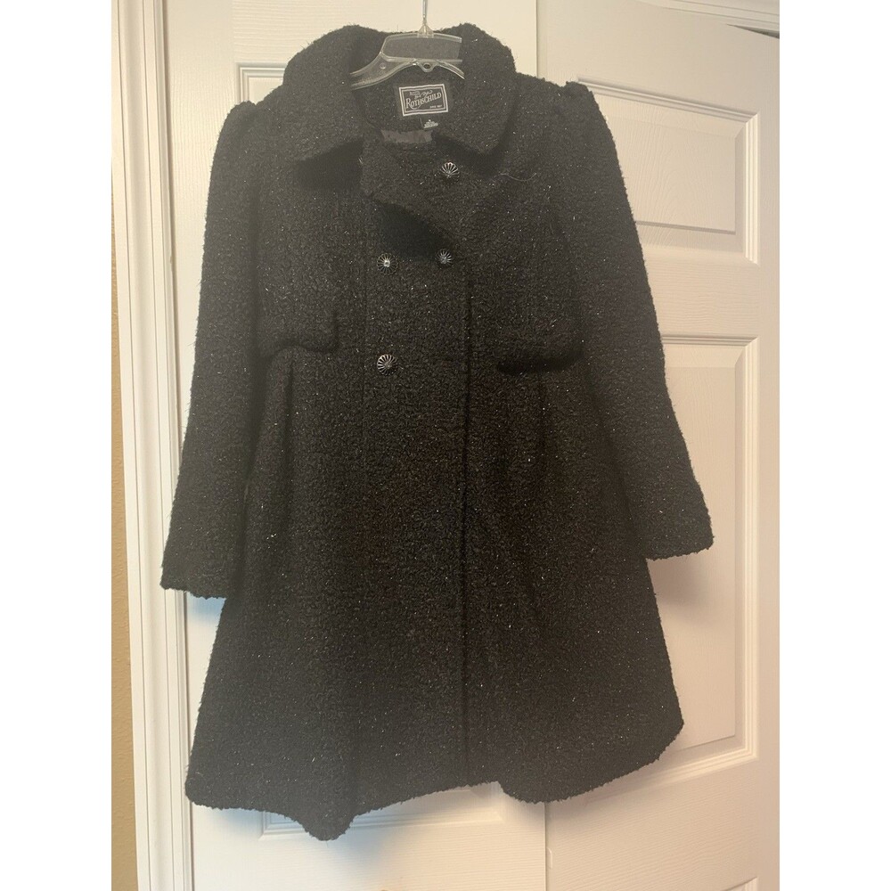Rothchild Big Girls Double Breasted Princess Coat Size M 10/12 Black Sparkle